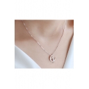 Lovely Cat Design Moon Shaped Silver Simple Necklace for Girls