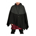 Men's Hooded Long Sleeve Color Block Oversized Witch Cosplay Cape Coat