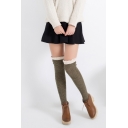 Cute Button-Embellished Layered Trim Wool Over Knee Stockings for Juniors