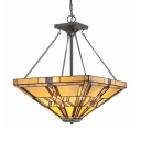 Mission Style Tiffany Stained Glass Inverted Hanging Light for Living Room Restaurant 2 Sizes for Choice