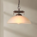 Vintage Style Hanging Pendant 1 Lighting with White Dome Shade for Dining Room Living Room
