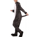 Gray Timber Wolf Cosplay Long Sleeve Carnival Fleece Onesie Pajamas