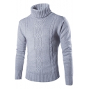New Arrival Turtleneck Long Sleeve Cable Knitted Slim Fitted Sweater