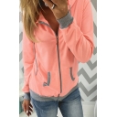 Fashion Color Block Two-Tone Long Sleeve Regular Fitted Zip Up Hoodie