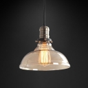 Industrial Style Pendant 1-Light Indoor Ceiling Fixture with Crystal Clear/Amber Glass Shade in Bronze Finish