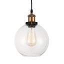 Simple Industrial Globe Pendant Light with Clear Glass Single Bulb Hanging Light Fixture in Bronze Finish