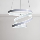Glossy White Swirl LED Pendant Lighting 152W LED Warm White Light Bedroom Living Room Chandelier in Aluminum