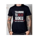 Cool Letter TRAINING TO BEAT Pattern Short Sleeve Black T-Shirt