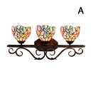 Tiffany-Style Bird and Flower Theme Colorful Glass Lampshade Wall Sconce, 25