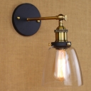 Antique Brass 1 Light Sconce with Clear Glass Shade in Vintage Style for Foyer Pathway Stairs