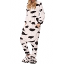 Fleece Black and White Cow Carnival Costume Onesie Unisex Pajamas