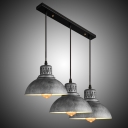 Industrial 3 Light Dome Shade Restoration Multi-Light Pendant For Bars