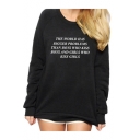 Street Style Long Sleeve Round Neck Letter Printed Black Sweatshirt for Couple