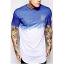 Men's Fashion Ombre Round Neck Short Sleeve Regular Fitted T-Shirt