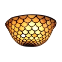 Beige Fish Scale Glass Shade 2 Light Tiffany Wall Washer Sconce Lighting 6