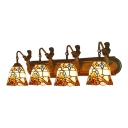 Victorian Bell Shade Sconce Light Stained Glass 4 Lights Wall Mount Fixture in Multicolor