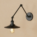 1 Head Cone Wall Sconce Vintage Iron Adjustable Wall Light in Black for Bedroom Library