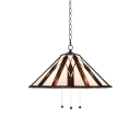 Tiffany Style Mission Cone Suspended Lamp Stained Glass 1 Light Drop Light for Sitting Room