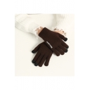Letter Printed Warm Touchscreen Knit Gloves with Glue Labor