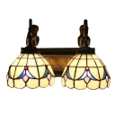 Dome Wall Light Tiffany Stained Glass 2 Heads Decorative Lighting Fixture for Coffee Shop