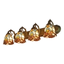 Multicolored Bell Wall Lighting Victorian Tiffany Style Stained Glass Four Lights Wall Lamp