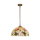 Tiffany Style Shelly Butterfly Suspension Light Stained Glass 1/3 Bulb Drop Light in Multi Color