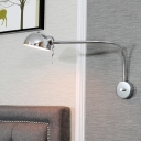 Adjustable 1 Head Dome Sconce Light Concise Industrial Metal Wall Lighting in Chrome