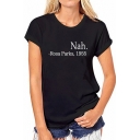 Casual Short Sleeve Round Neck Letter NAH ROSA PARKS 1955 Printed Loose Cotton Tee