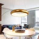 Brass Finish Ring LED Pendant Lights Post Modern Style Metal 1-Light Suspension Light for Bedroom Living Room