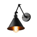 1 Head Small Swing Arm Wall Lamp Modern Steel Wall Sconce in Black for Study Room