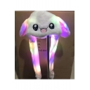 Plush Warm Cute Cartoon Rabbit Printed LED Light White Hat