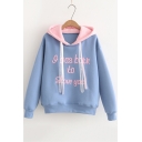 Stylish Long Sleeve Letter Ribbon Pattern Cotton Thick Hoodie