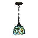 Turquoise Dragonfly Hanging Lamp Tiffany Style Stained Glass 1 Head Suspended Light