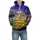 3D Letter NEED GOLD SCAR Castle Printed Long Sleeve Purple Casual Hoodie