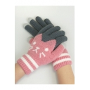 Cartoon Cat Printed Colorblock Full Finger Touch Screen Plus Gloves