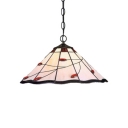 Tiffany Style Umbrella Hanging Light Stained Glass Suspension Light with Red Bead