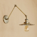 Vintage Railroad Wall Light Adjustable Steel 1 Bulb Lighting Fixture in Brass for Bedroom