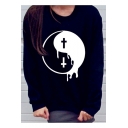 Funny Long Sleeve Round Neck The Eight Trigrams Printed Loose Sweatshirt