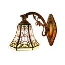 Bell Wall Sconce Lodge Tiffany Style Stained Glass Wall Lamp for Bedroom Hallway Bungalow
