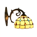 Dome Wall Sconce Tiffany Style Amber Glass Wall Light for Staircase Bedroom Kitchen Bathroom