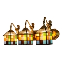 Ripple Glass House Wall Sconce Tiffany Style 3 Lights Lighting Fixture in Multicolor