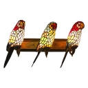 Stained Glass Wall Light 3 Light Parrot Wall Light Tiffany Sconce Lighting in Multicolor