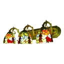 Triple Light Flower Sconce Light Tiffany Retro Style Stained Glass Wall Lamp in Multi Color