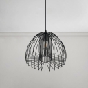 Wire Caged Dome Hanging Light Industrial Style Iron 1-Light Pendant Ceiling Lamp for Bar Cafe