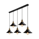 Antique Black 5 Light LED Multi Light Industrial Pendant Light with Metal Shade