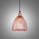 Rose Gold Dome Caged Hanging Lamp Contemporary Iron 1 Light Ceiling Pendant Light