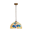 Flower Style Suspended Light Tiffany Style Shelly 1/3 Lights Pendant Lamp in Beige for Porch