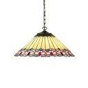 Tiffany Style Craftsman Coolie Drop Light Stained Glass 1 Light Hanging Lamp in Multicolor