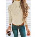 New Stylish Fish Scale Knitted Turtleneck Long Sleeve Solid Slim Sweater