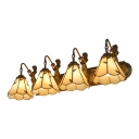Tiffany Style Leaf Wall Lamp with Mermaid Stained Glass Four Lights Wall Sconce in Beige